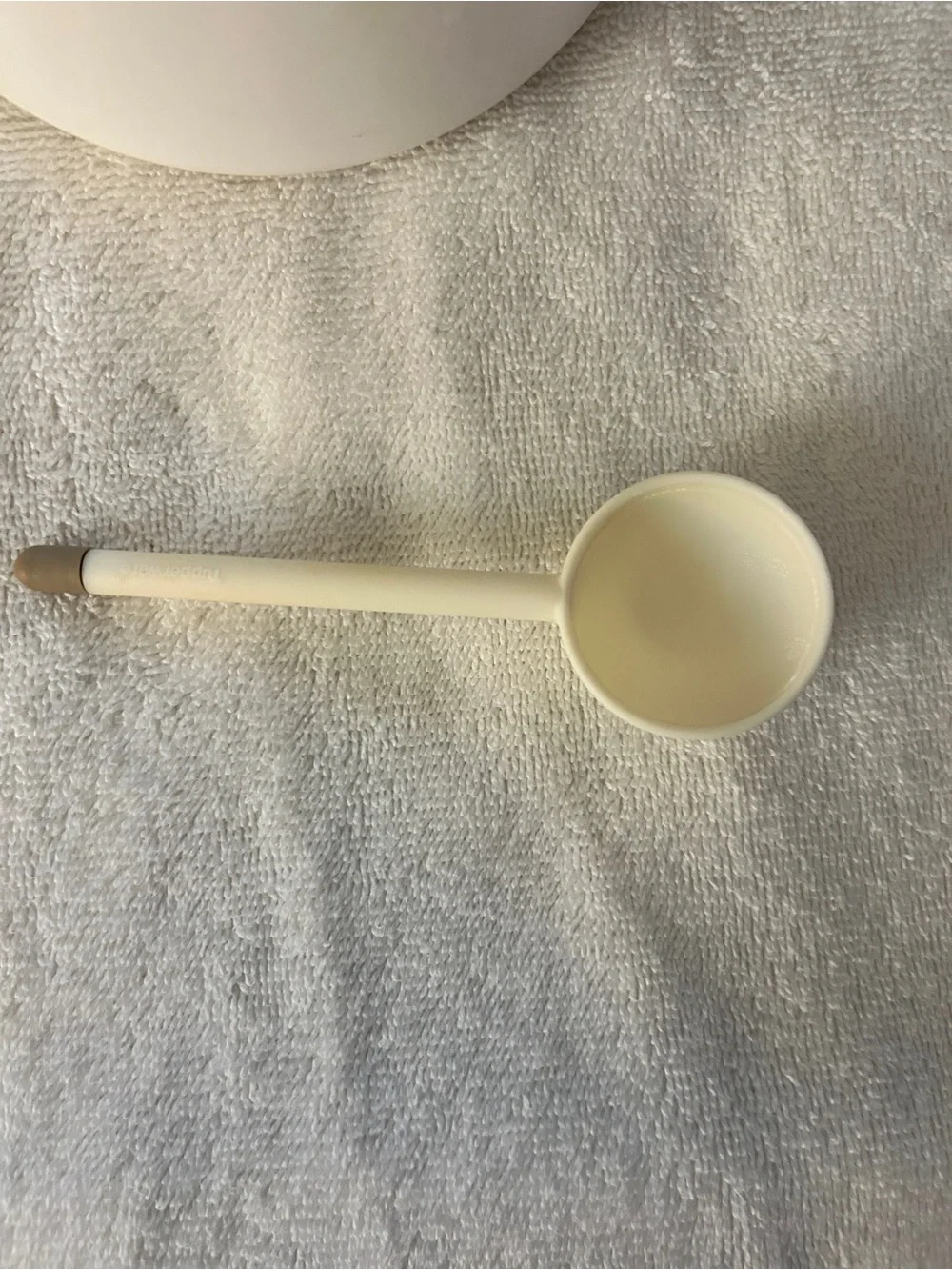 Vintage Tupperware White Pantry Canisters with Green Lids and Scoop